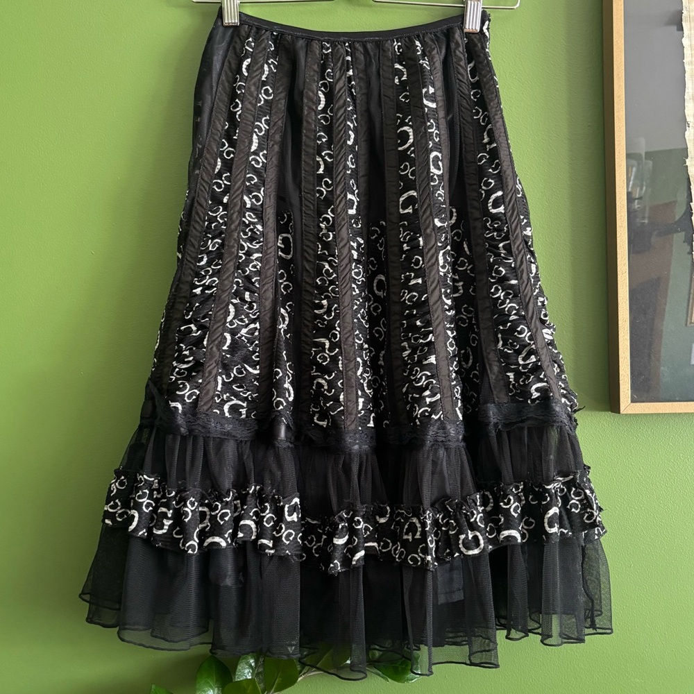 Vintage Black Ruffled Midi Skirt - Picture 4 of 10